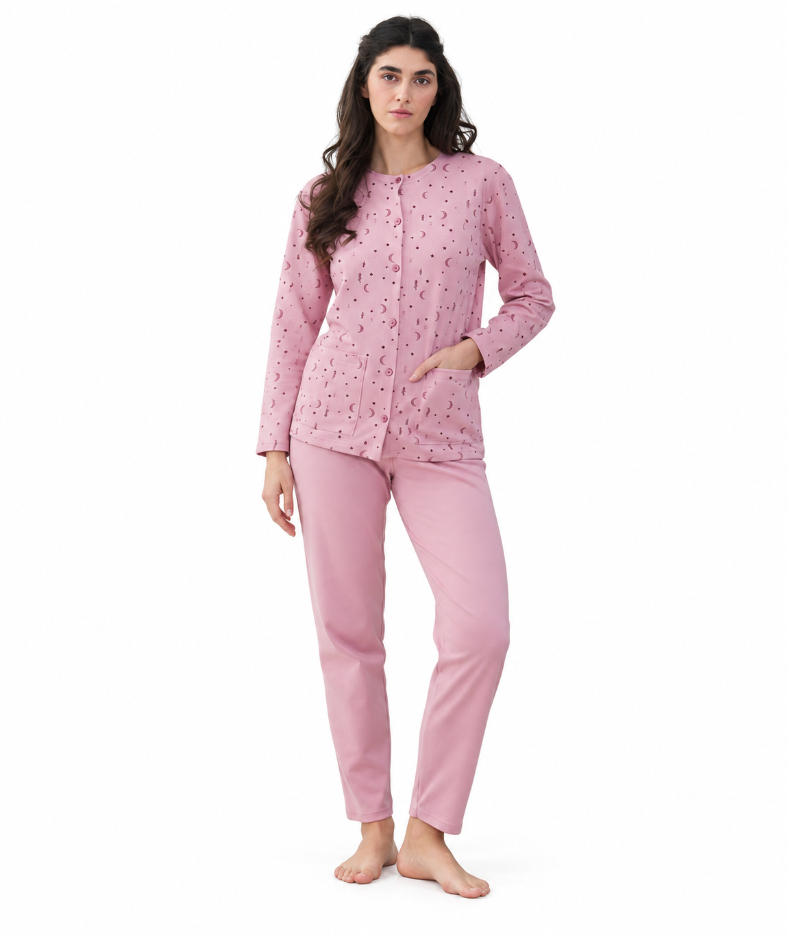 Pigiama donna aperto invernale interlock Gary 5428