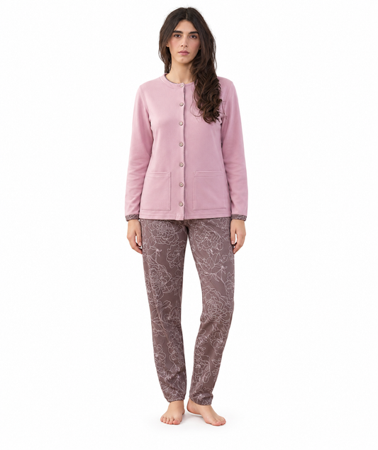 Pigiama donna aperto invernale interlock Gary 5437