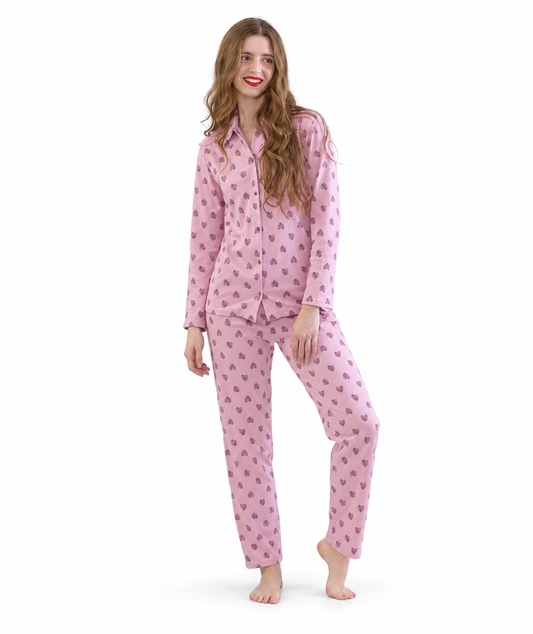 Pigiama donna aperto invernale interlock Gary 5447