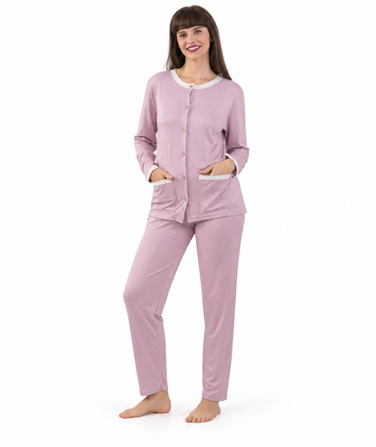 Pigiama donna aperto invernale interlock Gary 5576