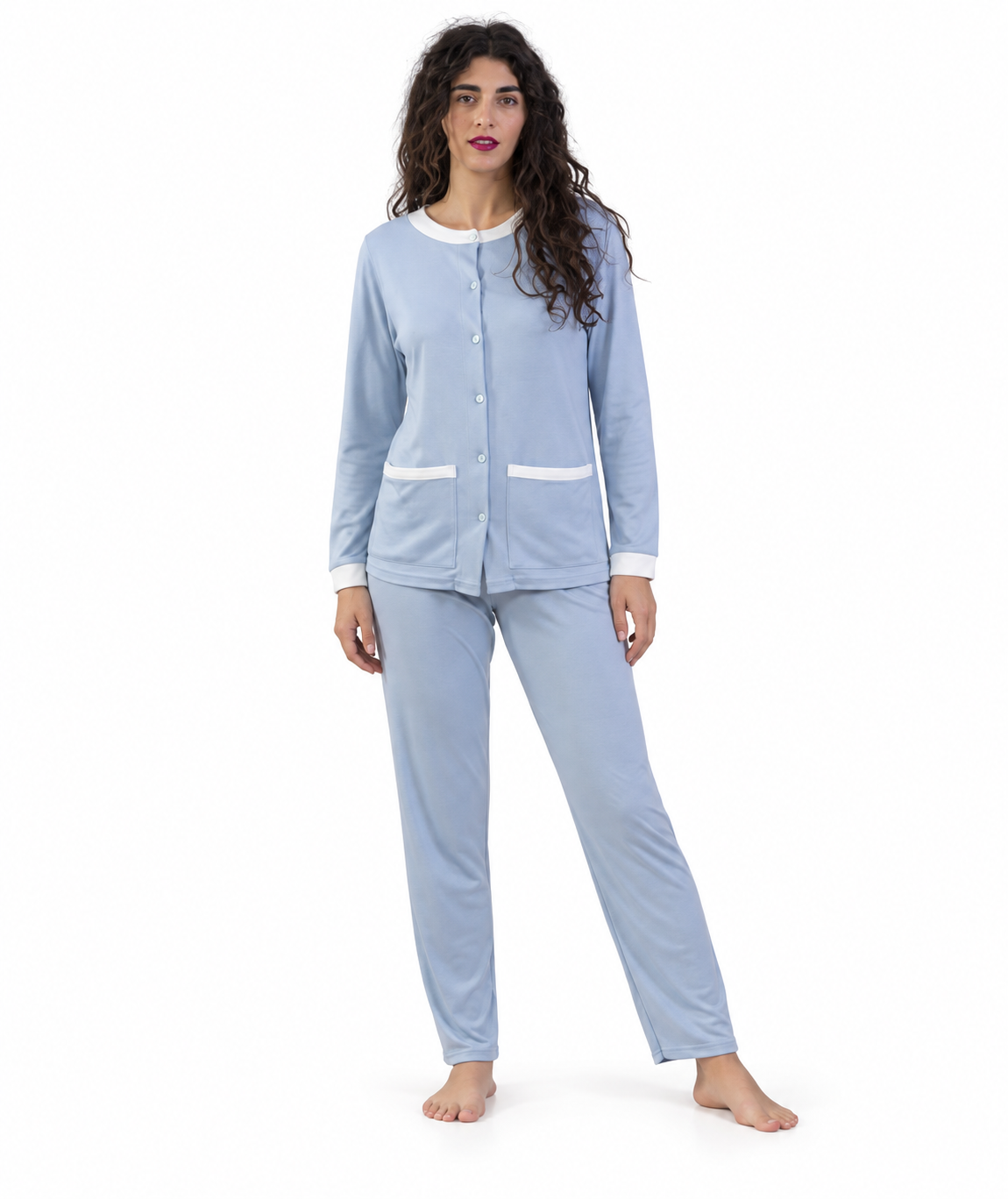 Pigiama donna aperto invernale interlock Gary 5576