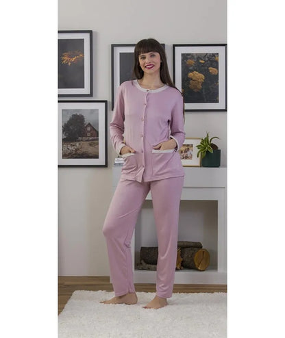 Pigiama donna aperto invernale interlock Gary 5576