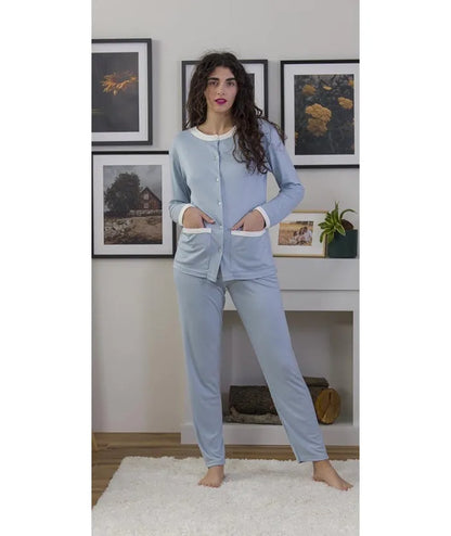 Pigiama donna aperto invernale interlock Gary 5576