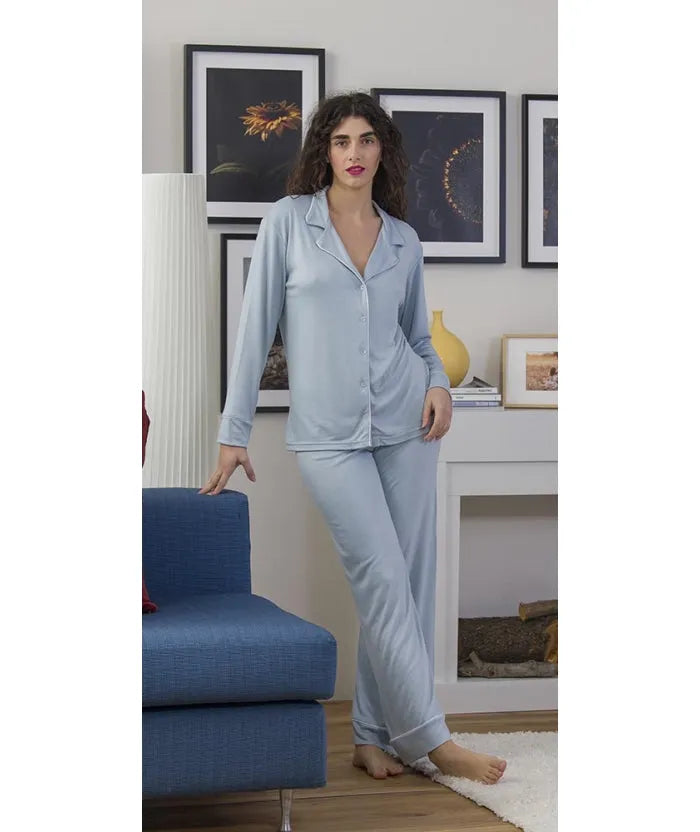 Pigiama donna aperto invernale interlock Gary 5578