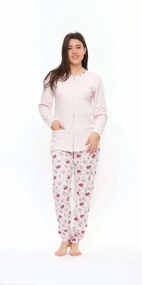 Pigiama donna aperto invernale interlock S50017CONF calibrato