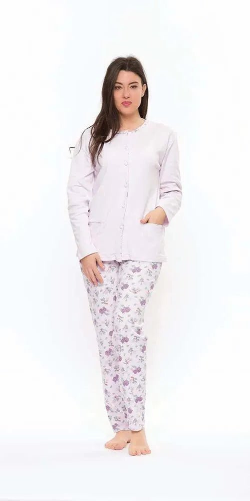 Pigiama donna aperto invernale interlock S50017CONF calibrato