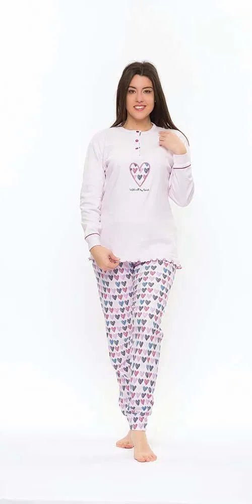 Pigiama donna calibrato invernale collo serafino interlock Gary S50041CONF