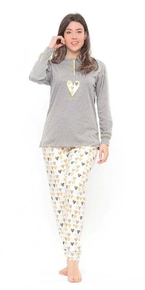 Pigiama donna calibrato invernale collo serafino interlock Gary S50041CONF