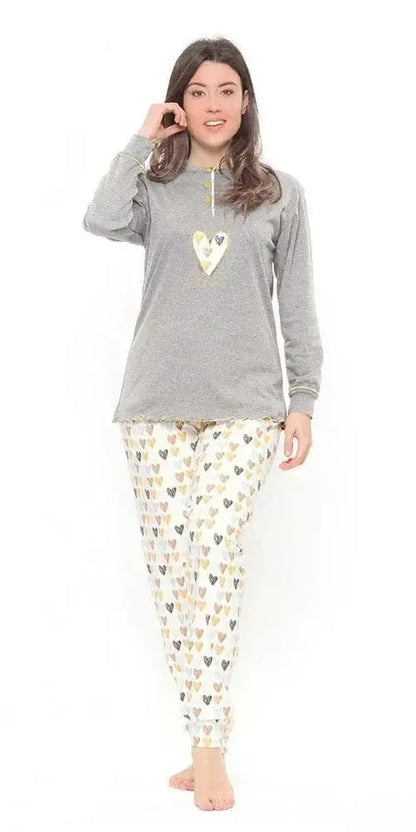 Pigiama donna calibrato invernale collo serafino interlock Gary S50041CONF