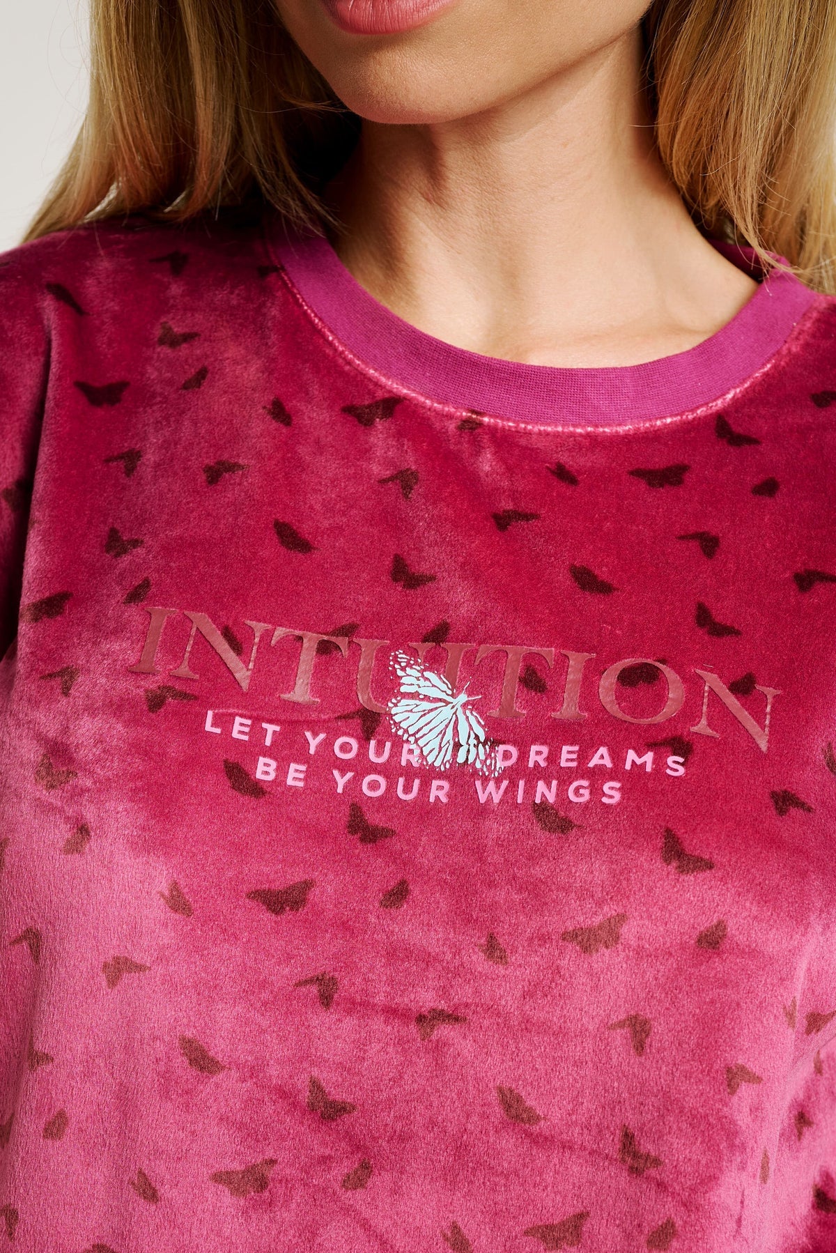 Pigiama donna in ciniglia felpata girocollo Muydemi 12011002