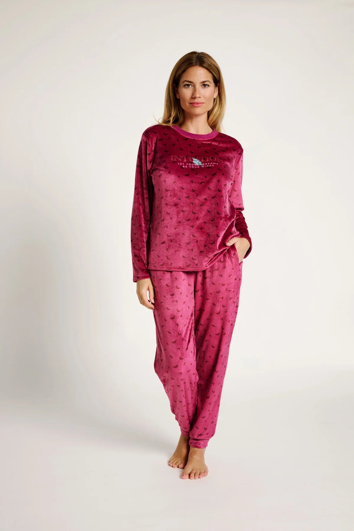 Pigiama donna in ciniglia felpata girocollo Muydemi 12011002