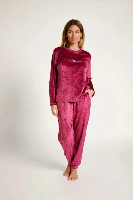 Pigiama donna in ciniglia felpata girocollo Muydemi 12011002