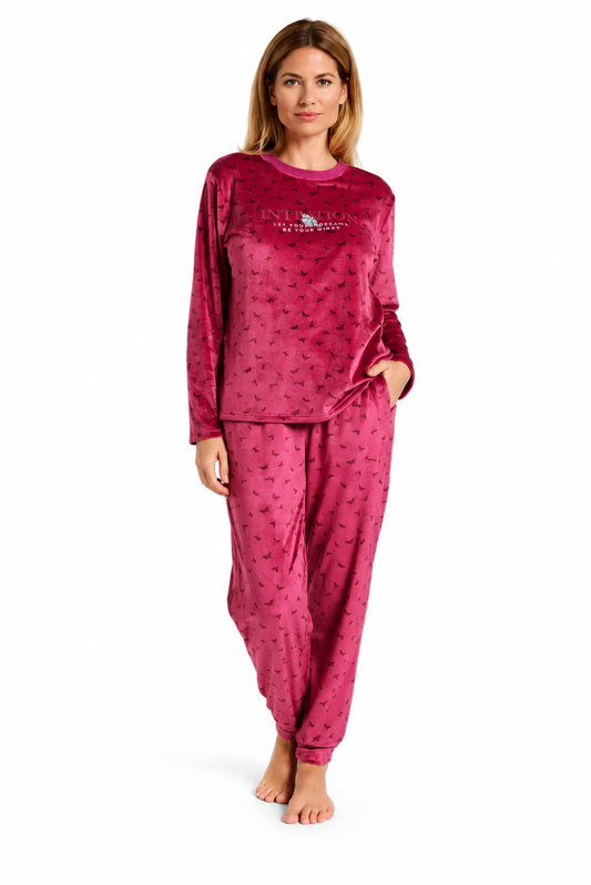 Pigiama donna in ciniglia felpata girocollo Muydemi 12011002