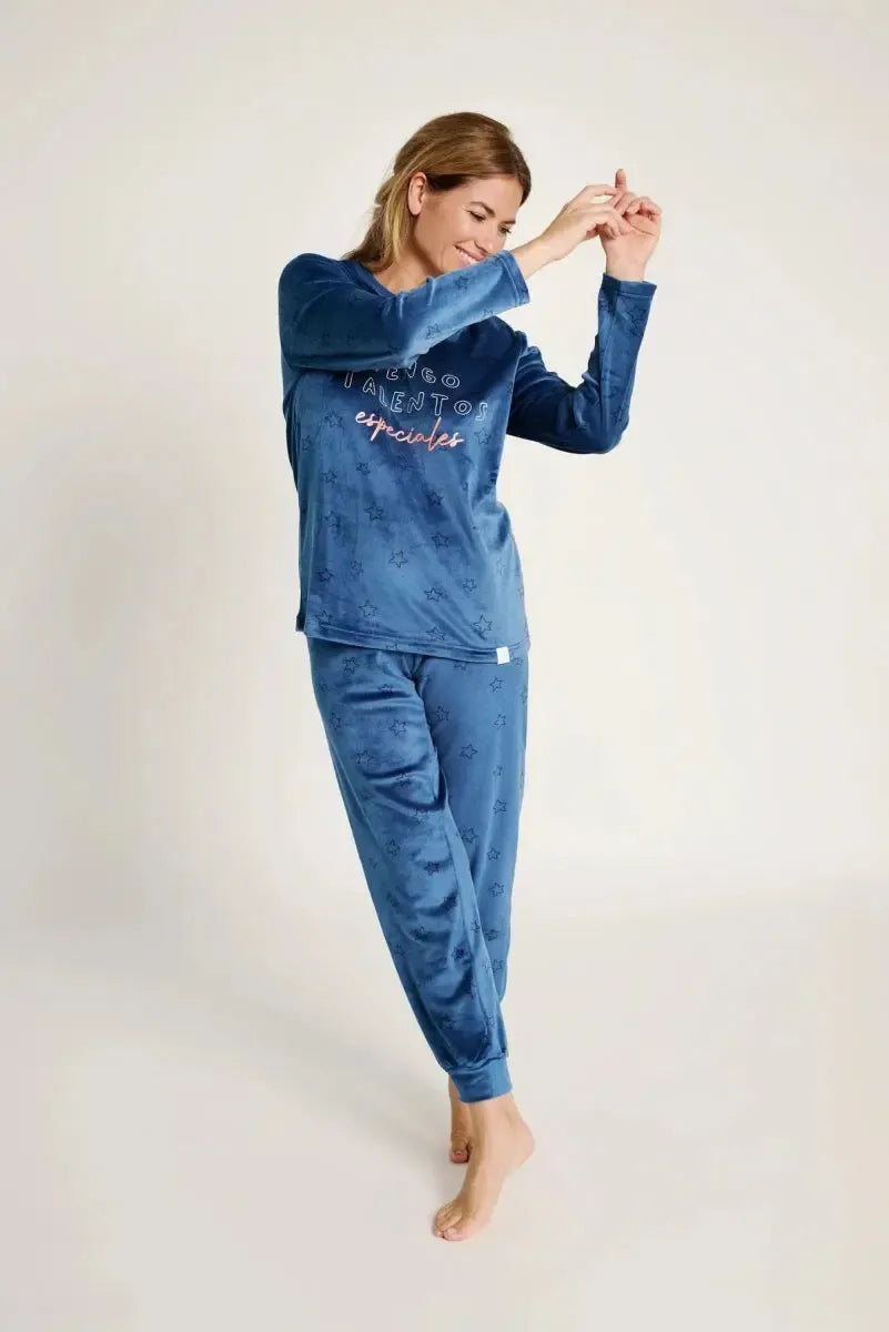 Pigiama donna in ciniglia felpata girocollo Muydemi 12011033