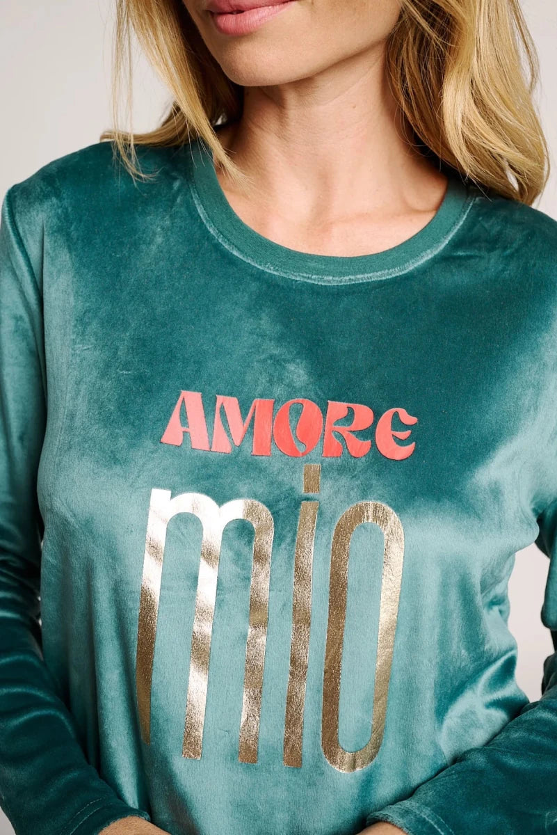 Pigiama donna in ciniglia felpata girocollo Muydemi 12011041