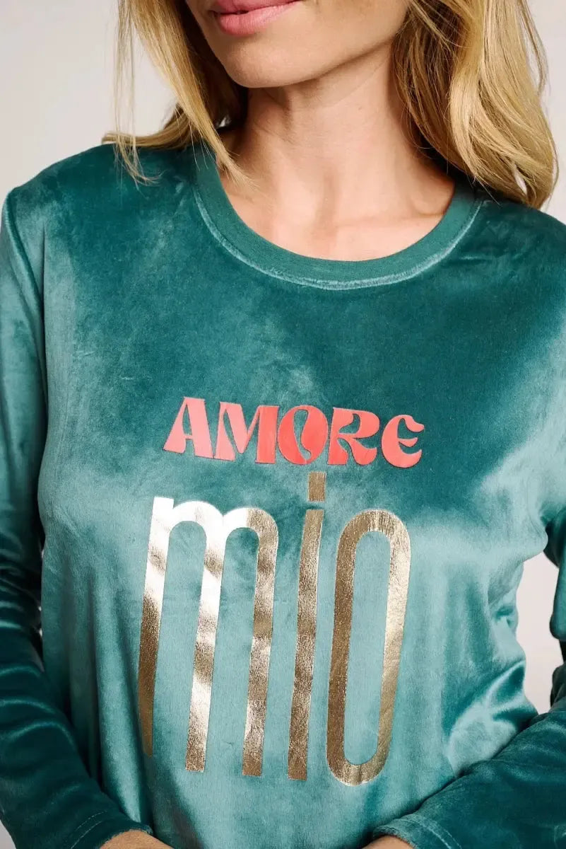 Pigiama donna in ciniglia felpata girocollo Muydemi 12011041