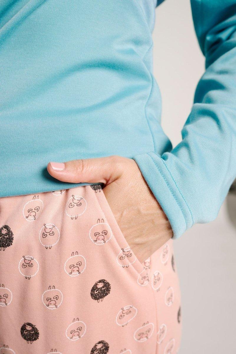 Pigiama donna in cotone felpato girocollo Muydemi 12011028