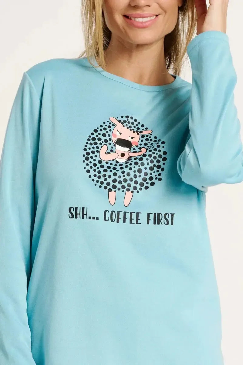 Pigiama donna in cotone felpato girocollo Muydemi 12011028