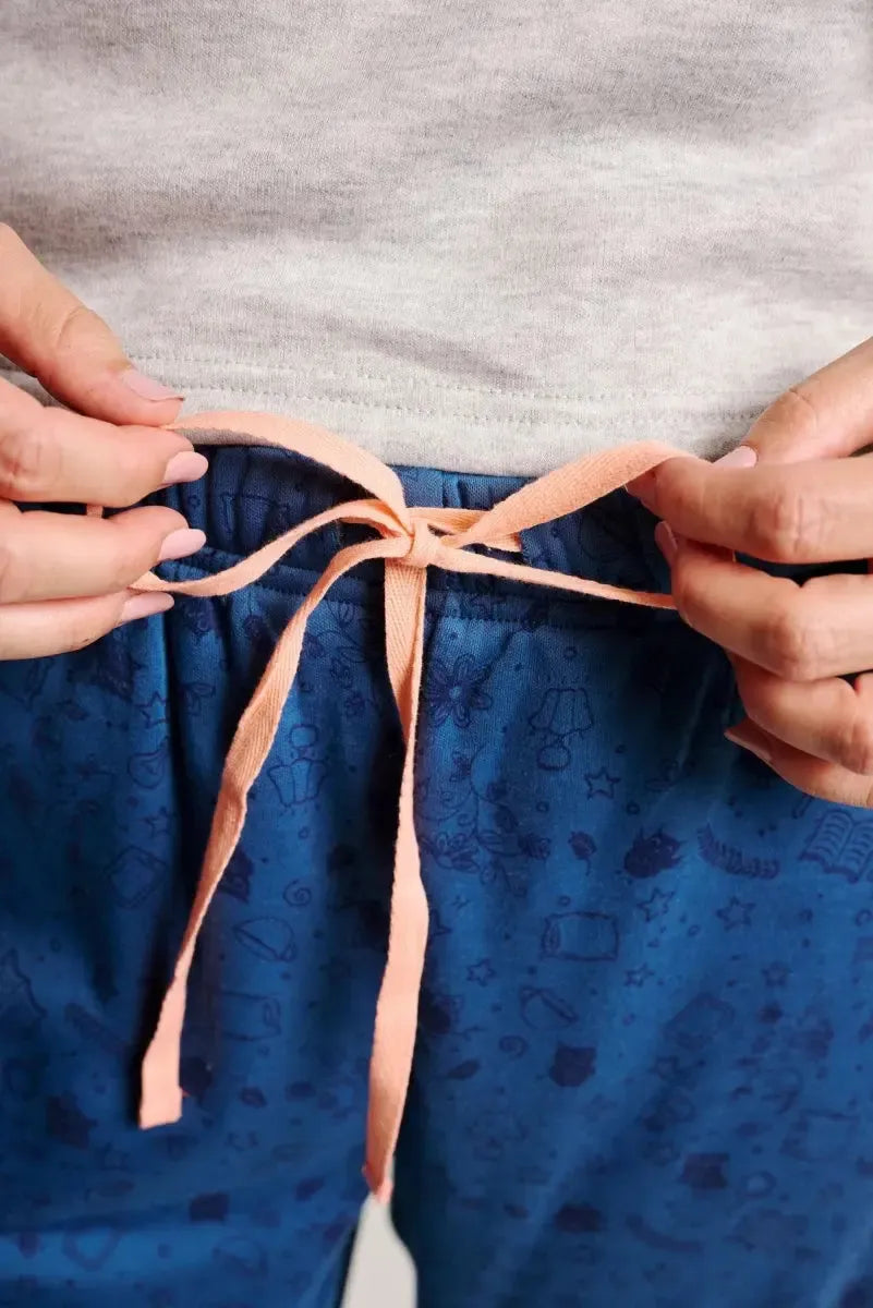 Pigiama donna in cotone felpato girocollo Muydemi 12011032