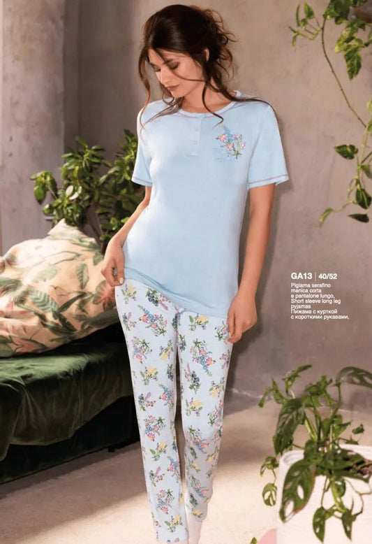 Pigiama donna in cotone serafino mezza manica Sièlei GA13