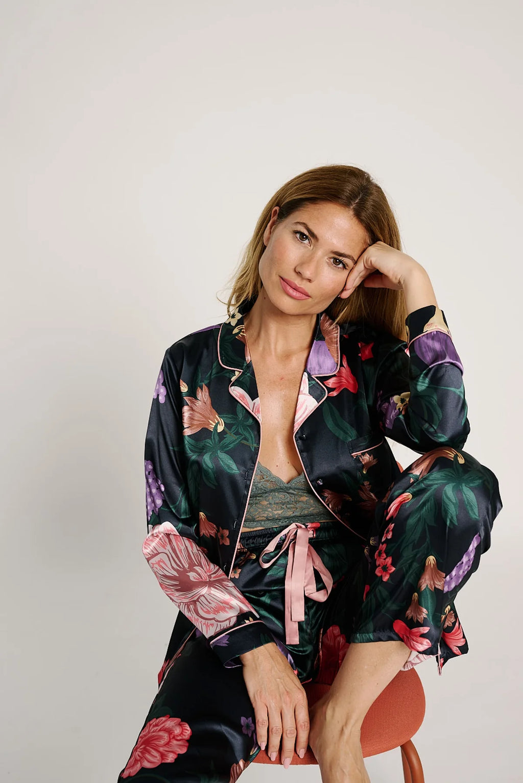 Pigiama donna in raso aperto Muydemi 12011010