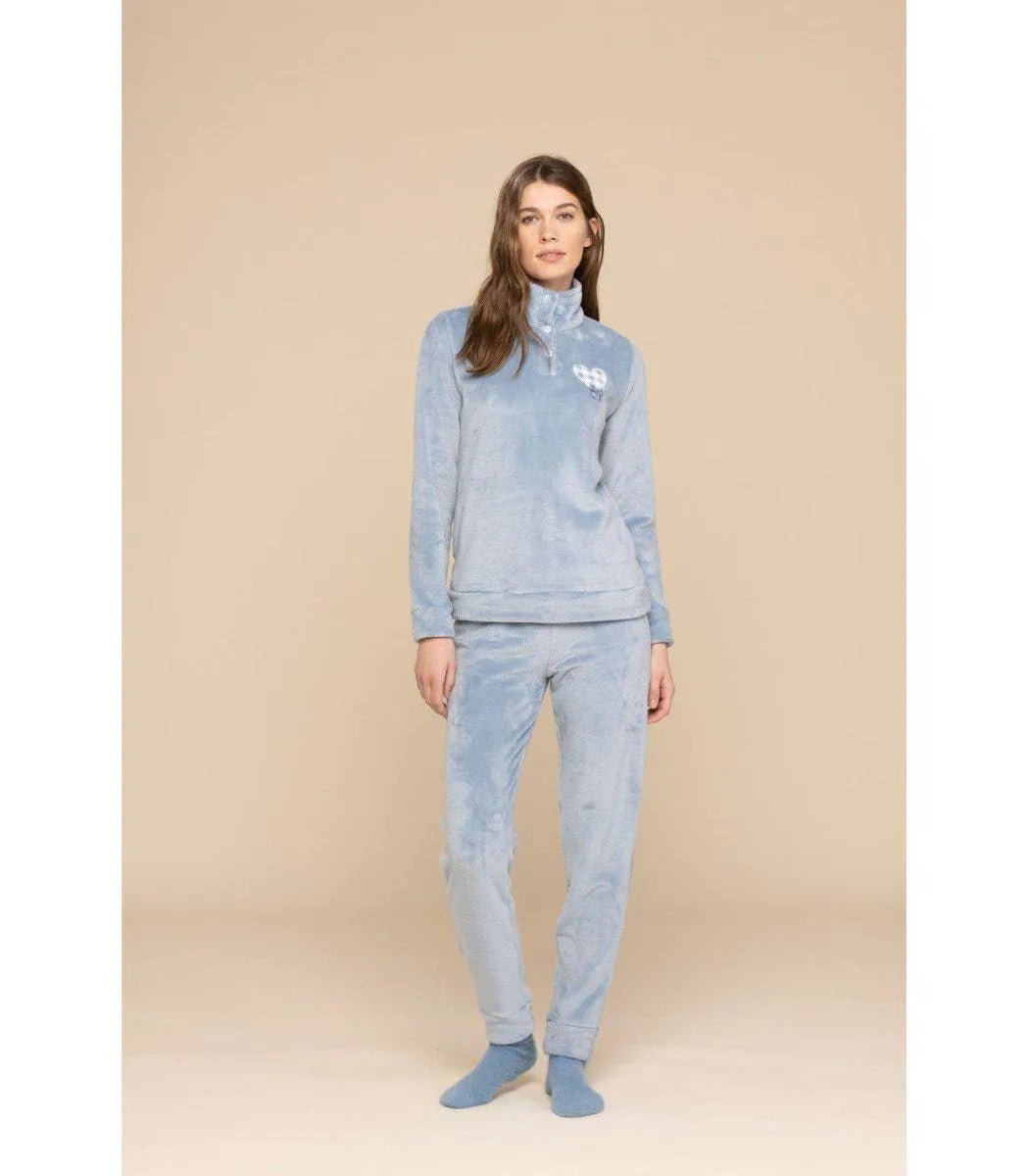 Pigiama donna invernale Noidinotte con collo alto Coral Fleece FA8470