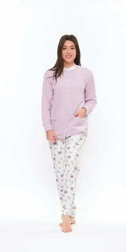 Pigiama donna invernale aperto punto Milano Gary flanellato S50097