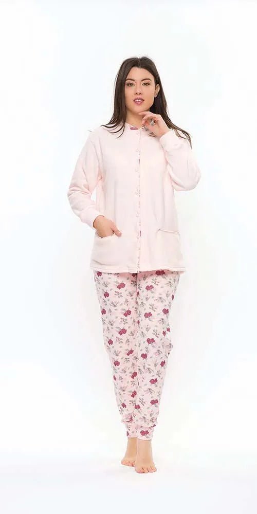 Pigiama donna invernale aperto punto Milano Gary flanellato S50097