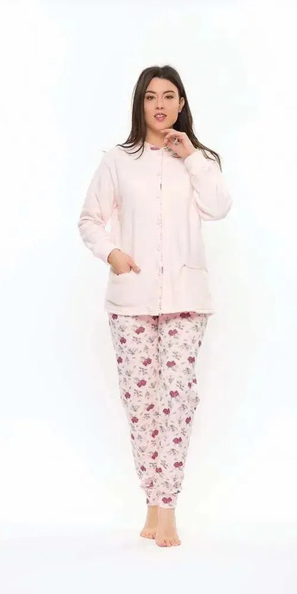 Pigiama donna invernale aperto punto Milano Gary flanellato S50097