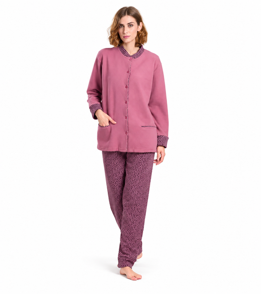 Pigiama donna invernale aperto punto Milano Gary flanellato V50166