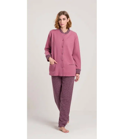 Pigiama donna invernale aperto punto Milano Gary flanellato V50166