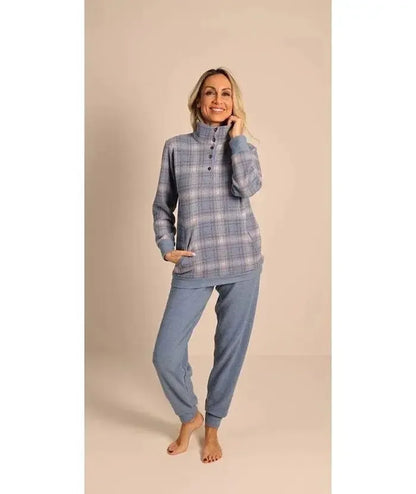 Pigiama donna invernale collo alto punto Milano Gary flanellato 5141