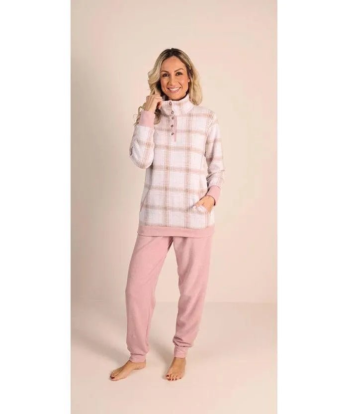 Pigiama donna invernale collo alto punto Milano Gary flanellato 5141