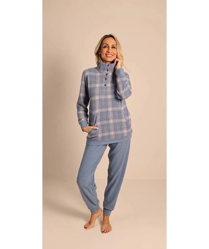 Pigiama donna invernale collo alto punto Milano Gary flanellato 5141