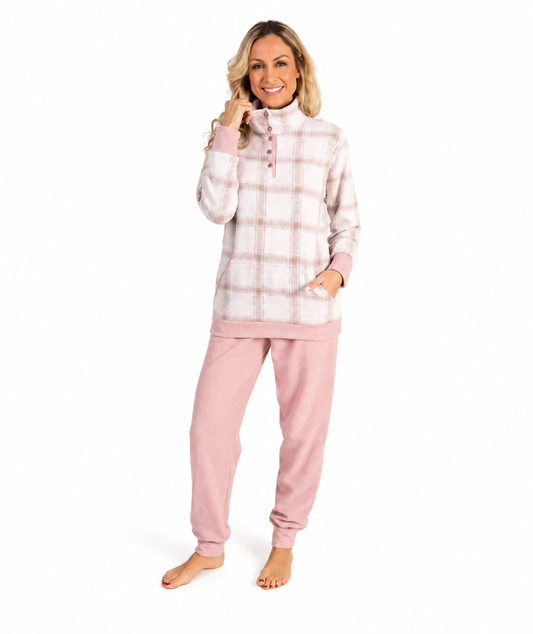 Pigiama donna invernale collo alto punto Milano Gary flanellato 5141