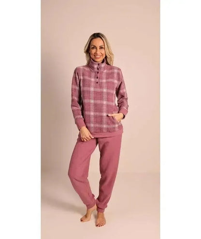 Pigiama donna invernale collo alto punto Milano Gary flanellato 5141
