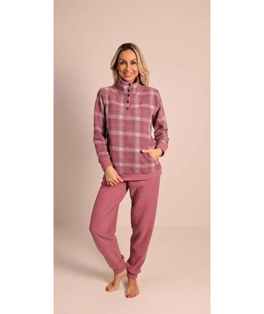 Pigiama donna invernale collo alto punto Milano Gary flanellato 5141