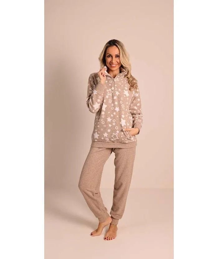 Pigiama donna invernale collo alto punto Milano Gary flanellato 5186