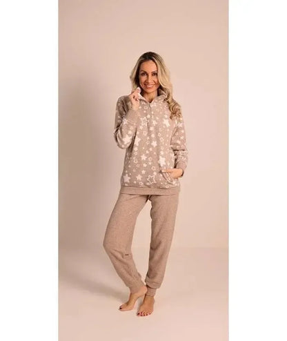 Pigiama donna invernale collo alto punto Milano Gary flanellato 5186