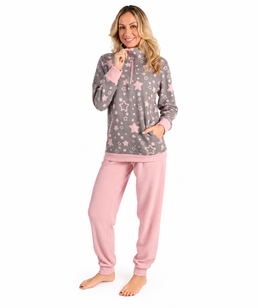 Pigiama donna invernale collo alto punto Milano Gary flanellato 5186