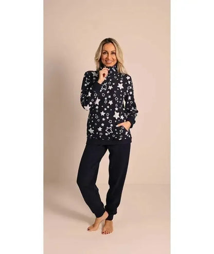 Pigiama donna invernale collo alto punto Milano Gary flanellato 5186