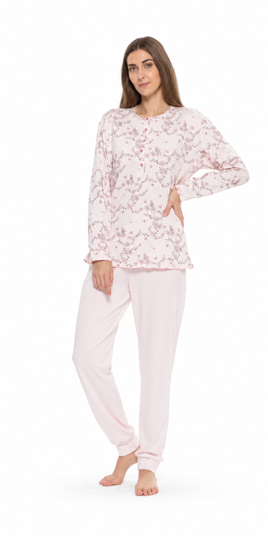 Pigiama donna invernale collo serafino interlock Gary Q50002CONF calibrato
