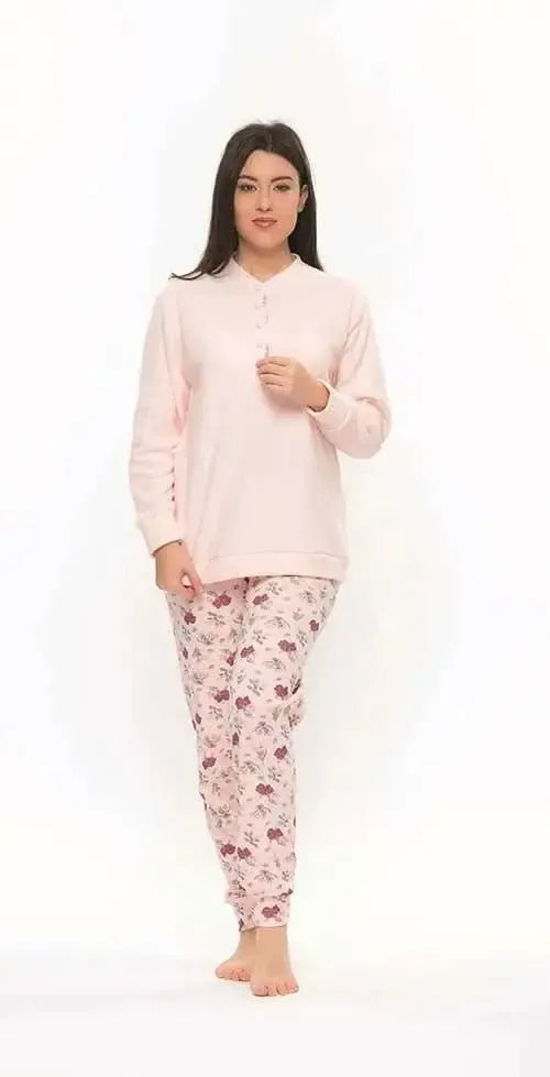 Pigiama donna invernale collo serafino punto Milano Gary flanellato S50095CONF