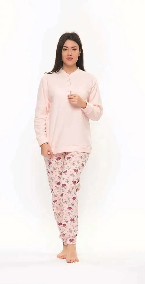 Pigiama donna invernale collo serafino punto Milano Gary flanellato S50095CONF