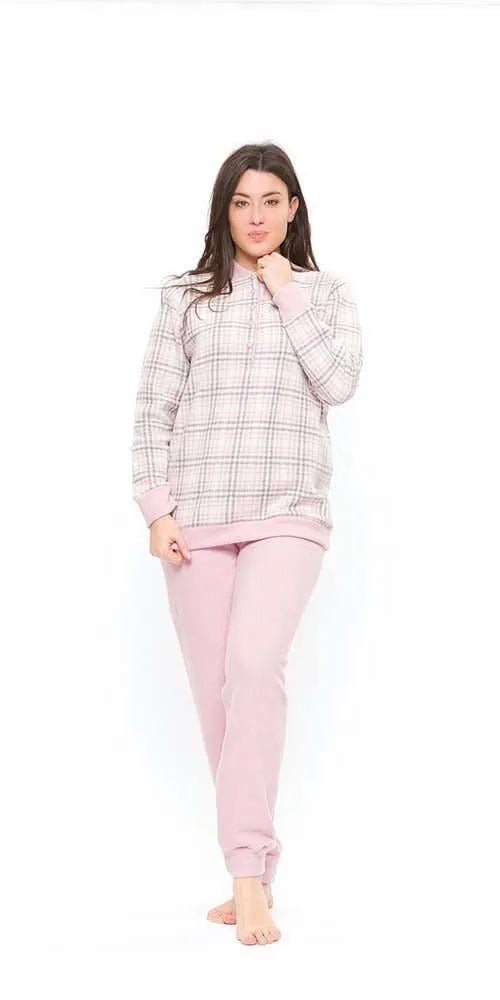 Pigiama donna invernale collo serafino punto Milano Gary flanellato S50115CONF