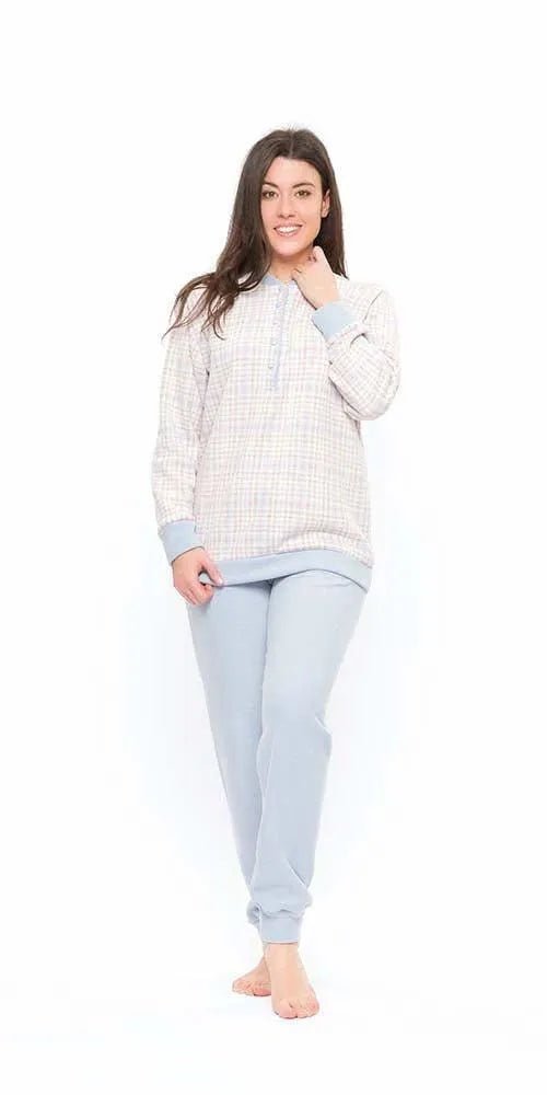 Pigiama donna invernale collo serafino punto Milano Gary flanellato S50115CONF