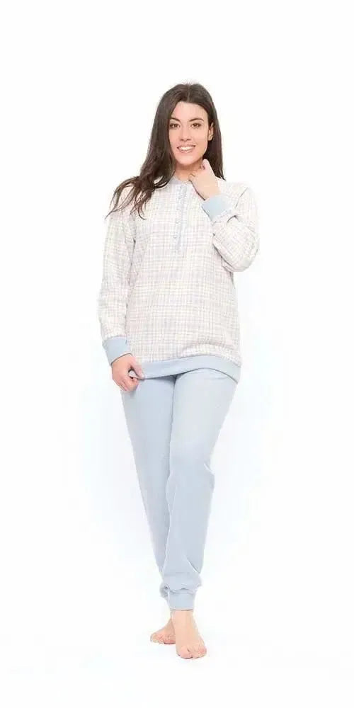 Pigiama donna invernale collo serafino punto Milano Gary flanellato S50115CONF