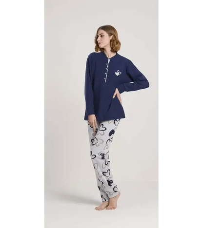 Pigiama donna invernale serafino punto Milano Gary flanellato V50155