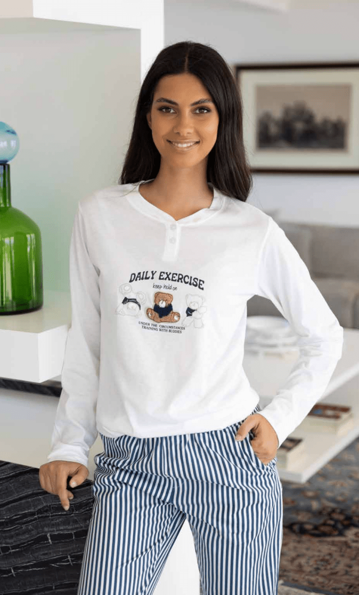 Pigiama donna lungo Bollicine cotone Augusta
