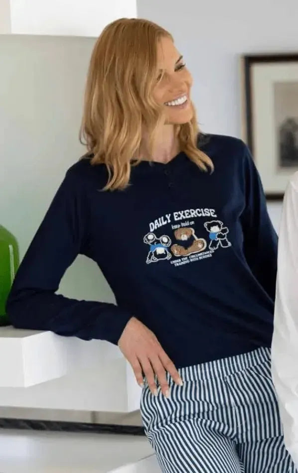 Pigiama donna lungo Bollicine cotone Augusta